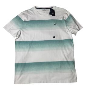 Hollister Must Have Collection Green White Striped Crew Neck Tee -  XL NWT